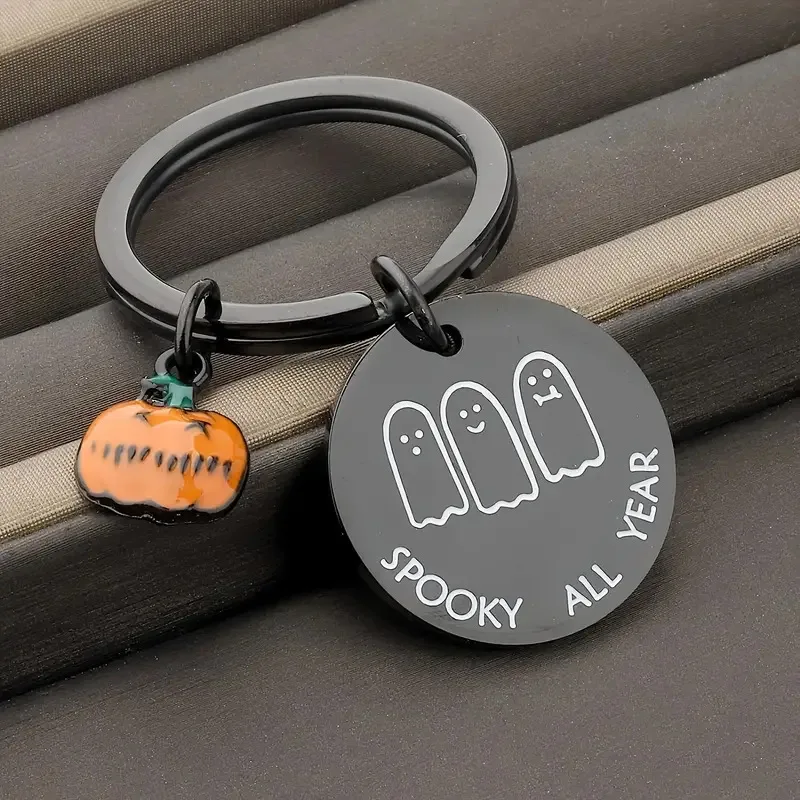 10 Pieces Halloween Stainless Steel Keychain Ghost Pumpkin Horror Personality Pendant Accessories for Women
