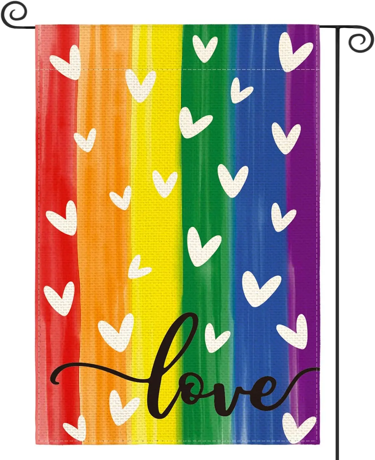 AVOIN colorlife Pride Love Heart Rainbow Garden Flag 12x18 Inch Double Sided Outside, LGBTQ+ Progress Community Gay Lesbian  IIC