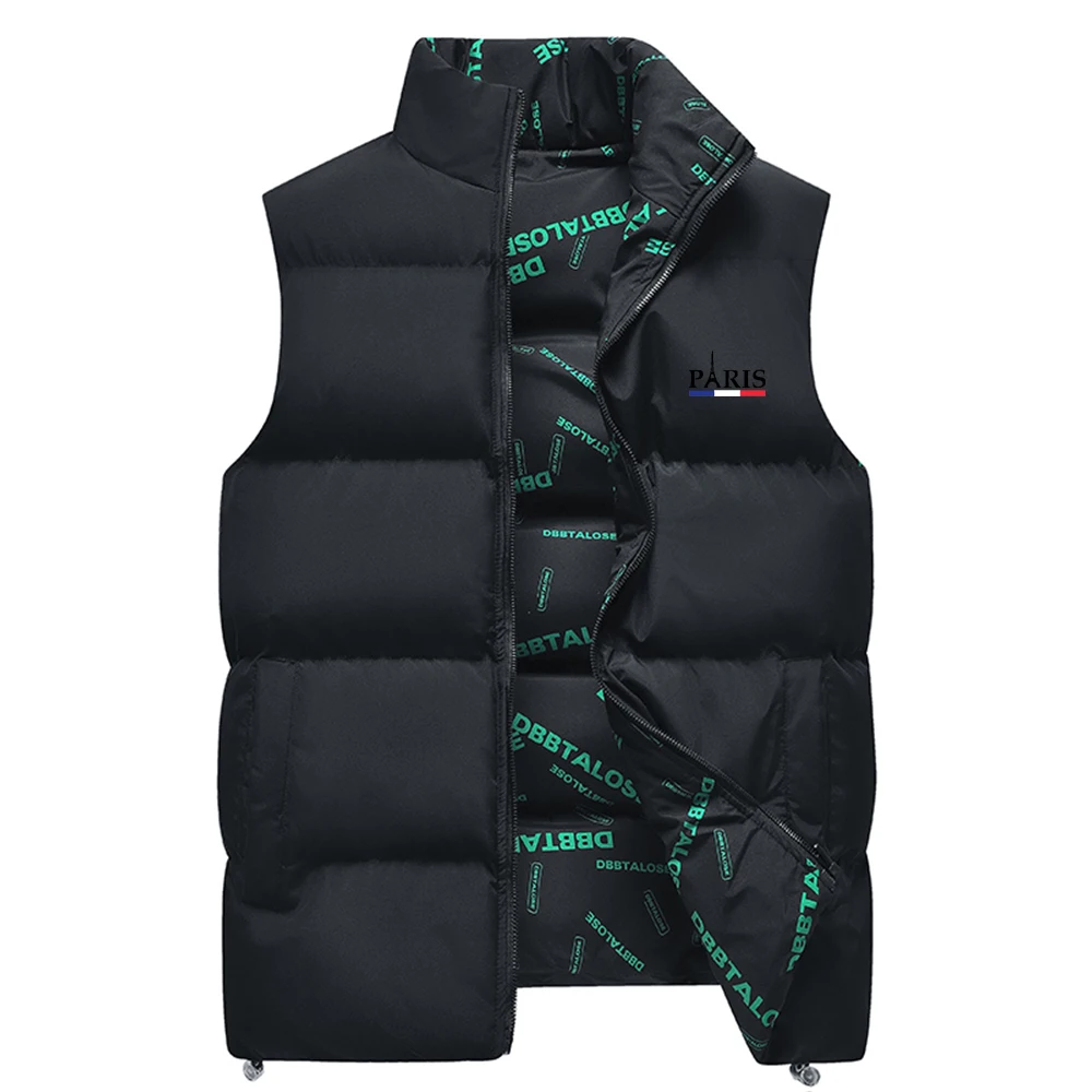 Trendy fashion street cross-border winter double-sided vest loose and warm thick plus size cotton jacket men's camisole sleevele