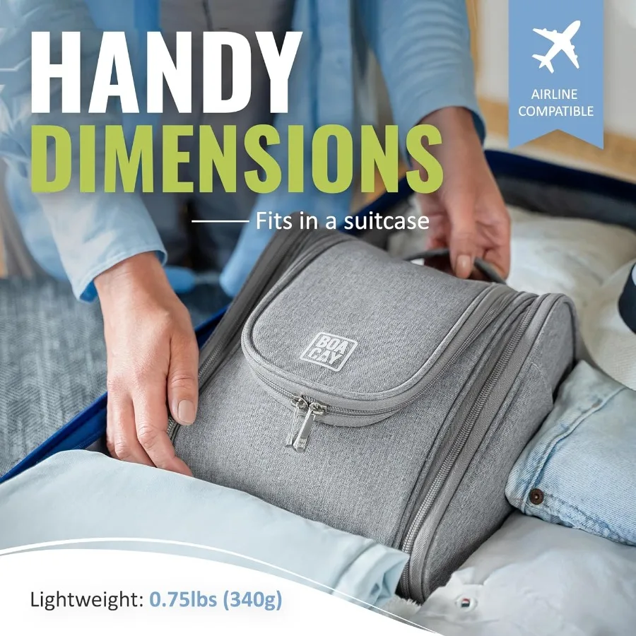 حقيبة أدوات الزينة المعلقة للسفر للنساء والرجال: مجموعة تنظيم دش الحمام المدمجة لمستحضرات التجميل وأساسيات السفر