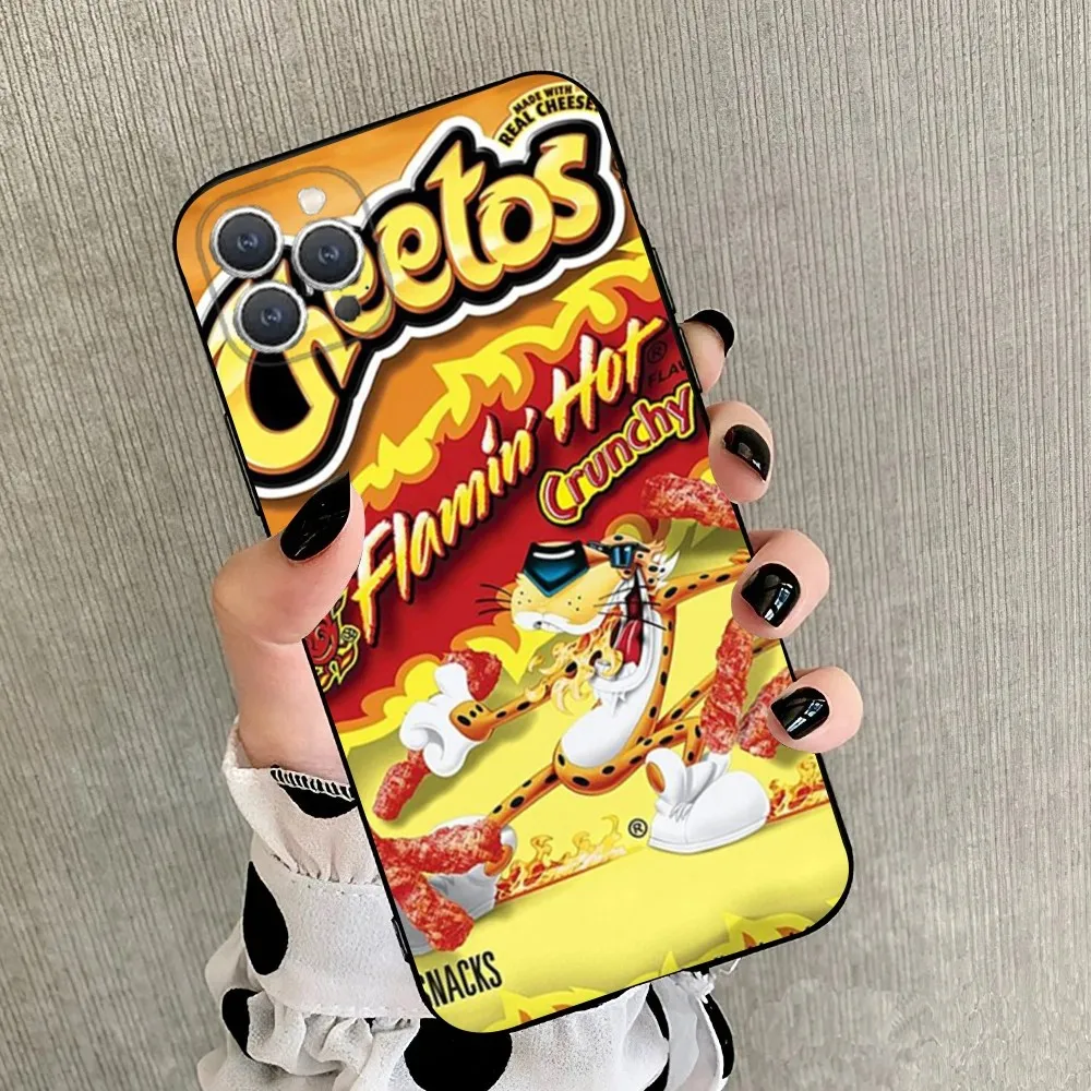 snack food C-Cheetos  Phone Case For iPhone 15,14,13,12,11,Plus,Pro Max,XS,X,XR,SE,Mini,8,7 Soft Silicone Black Cover