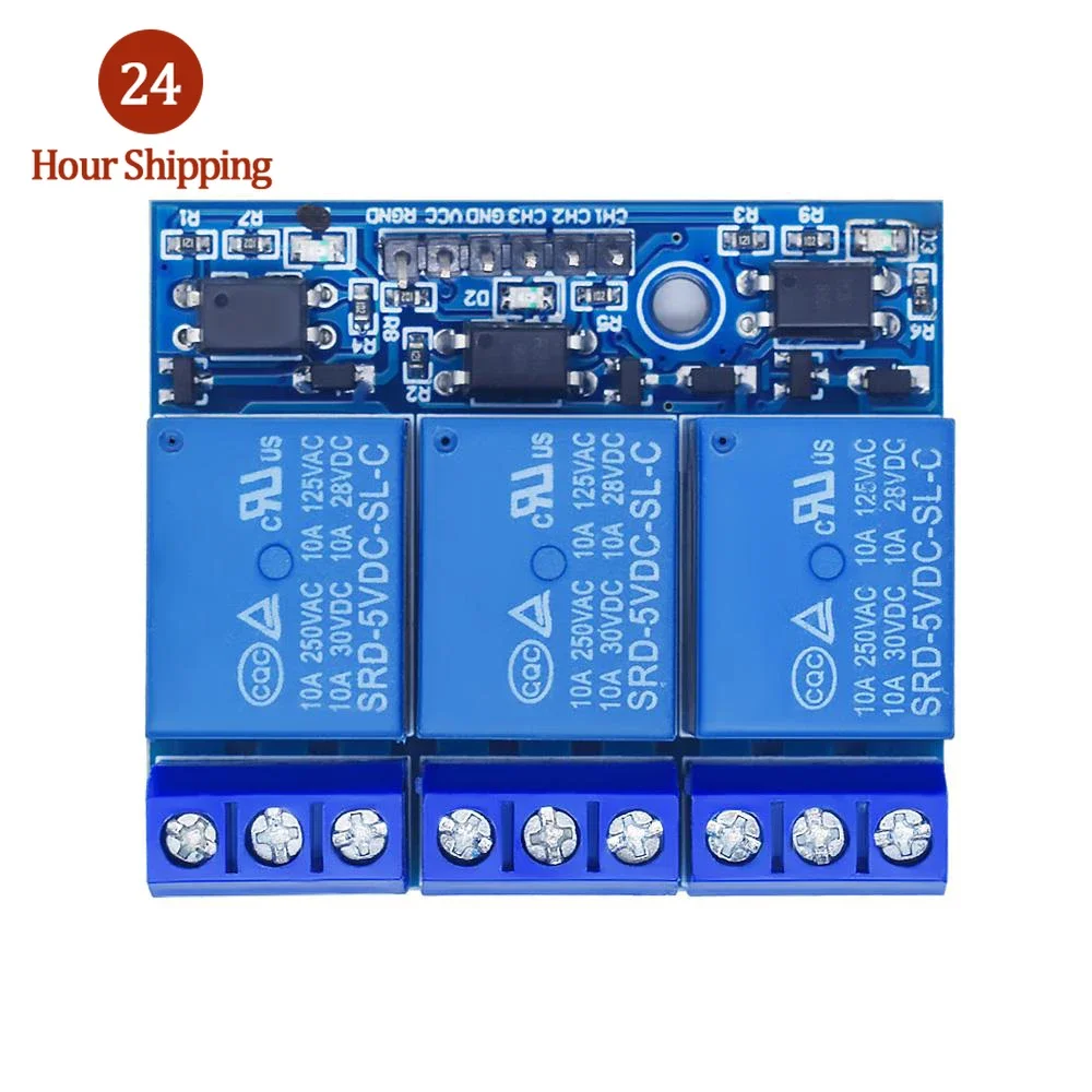 5V/12V 3 Channel Relay module is equipped with optical coupler to isolate the 3.3V and 5V signals of the high-voltage relay