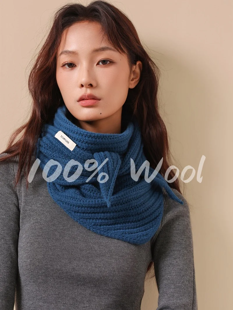 

100% шерсть, женский вязаный полый резной дизайн, треугольный шарф, зимние утолщенные теплые шали, шейный платок, роскошные накидки Bufanda, пашмина