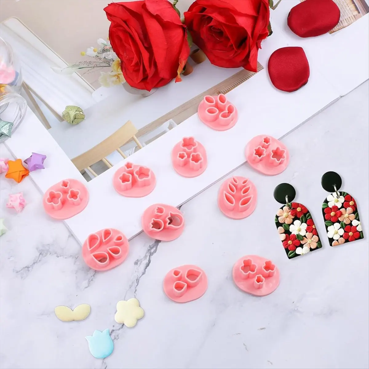 A008 20Pcs Clay Cutters for Polymer Clay Jewelry for Earrings 20 Shapes - Floral, Heart Polymer Clay Molds for Jewelry Making