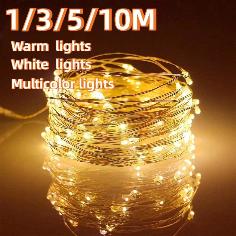 1/3/5/10M Waterproof USB LED Lights String Copper Wire Fairy Garland Light Lamp Christmas Wedding Party Holiday Lighting Wreath