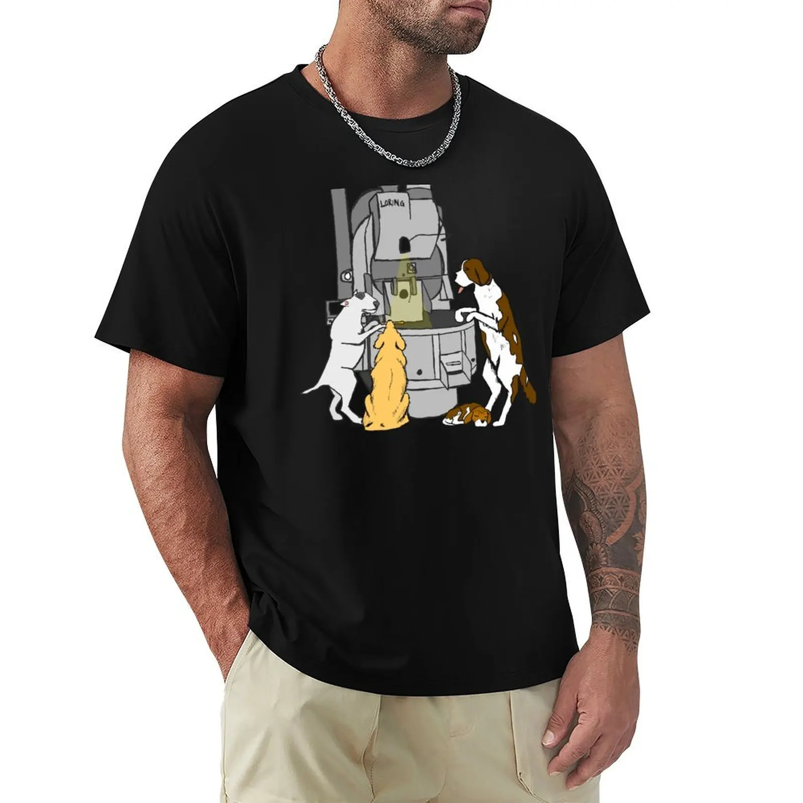 Dogs roasting on a Loring T-Shirt Dry Fit Running Short Sleeve Top