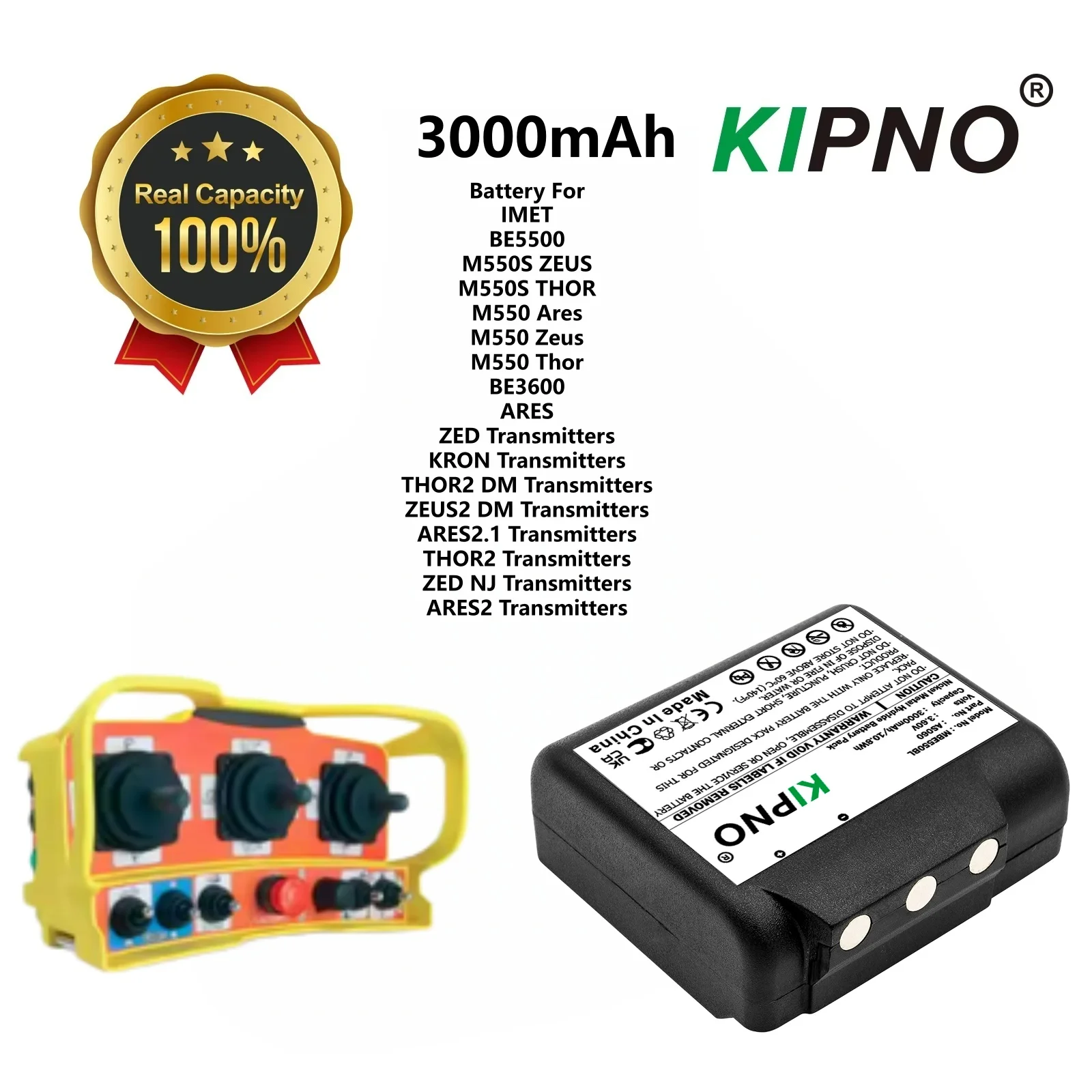 

KIPNO NEW Remote Control Battery 3.6V/3000mAh 101015 AS060 AS083 for IMET BE5500,M550S THOR,M550S ZEUS,M550 Ares,BE3600