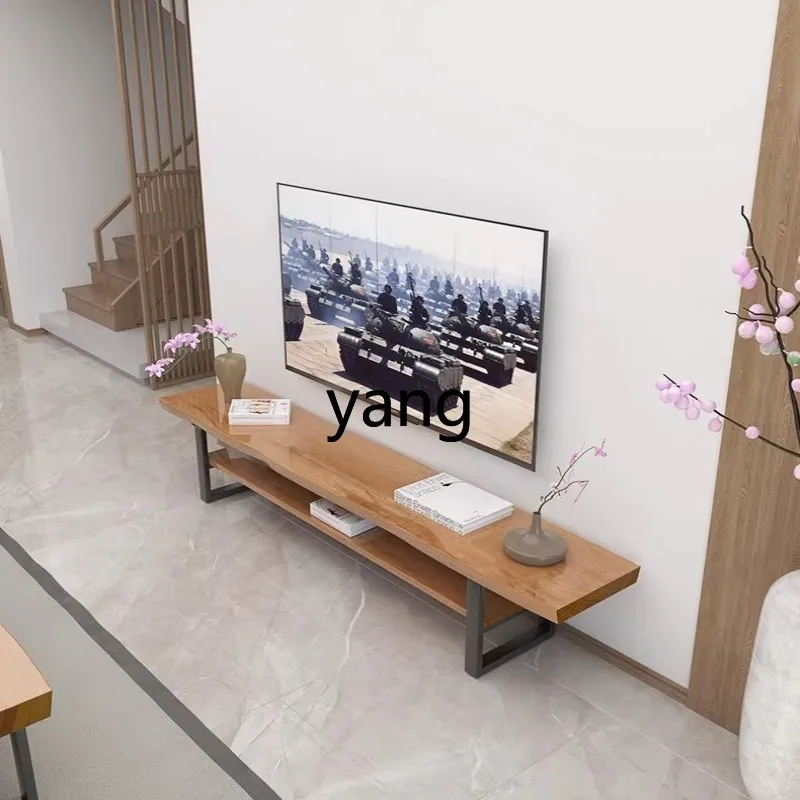 LMM solid wood TV cabinet and coffee table combination log pine whole board industrial wind