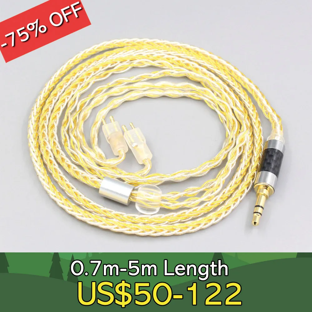 

8 Core Silver Gold Plated Braided Earphone Cable For Fitear To Go! 334 private c435 mh334 Jaben 111(F111) MH333 LN007288