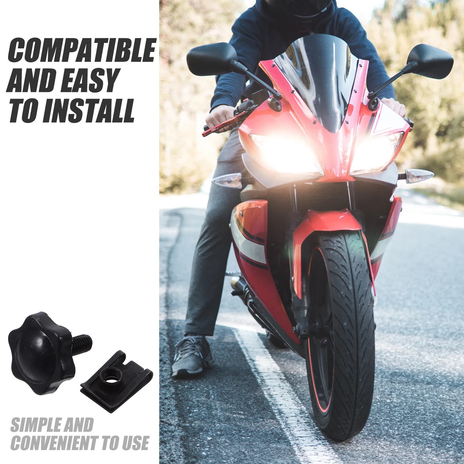 4Pcs Saddlebag Mount Bolt Set Knurled Locking Star Knobs Steel PP Construction Secure Motorcycle Saddlebags Theft-Resistant