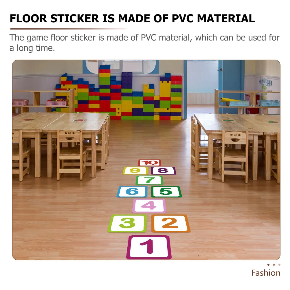 10 Sheets Digital Floor Stickers Number Design Kindergarten Decal Decor Wall Decals Cartoon Pvc Bedroom Child Conditioner