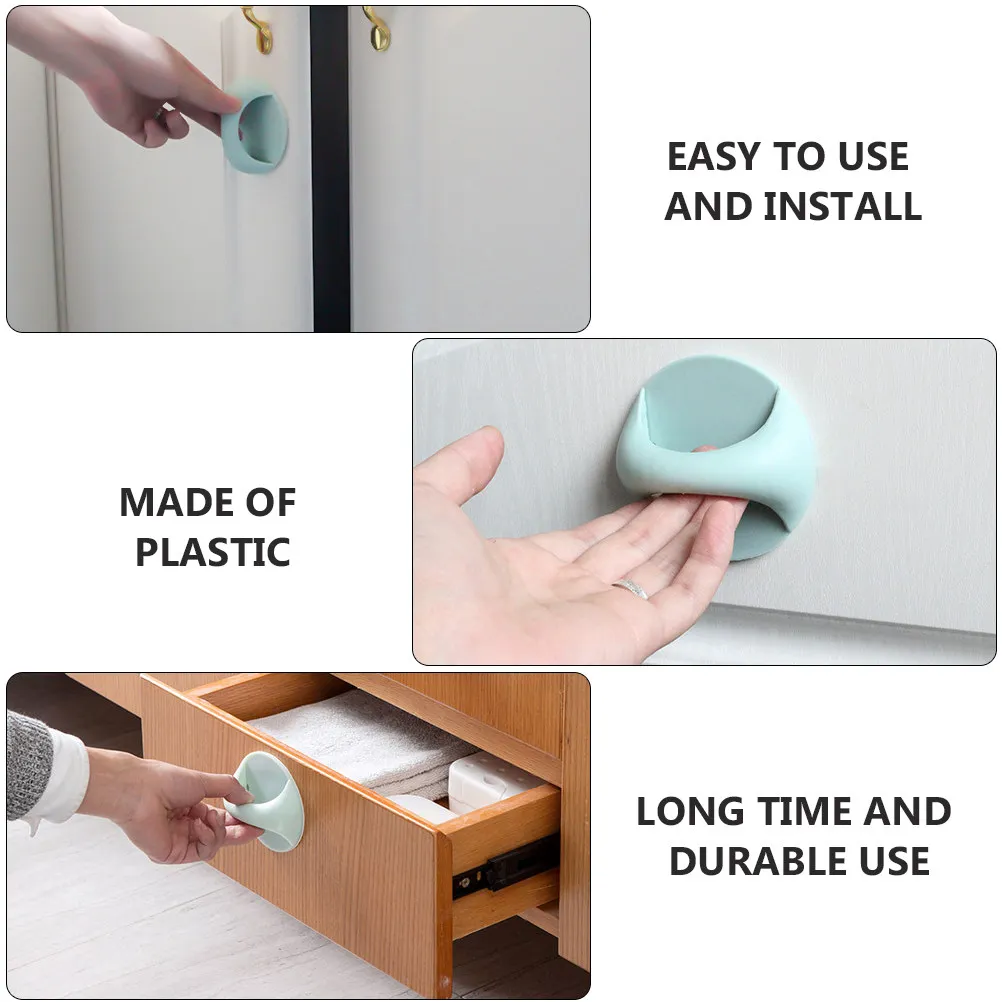 8Pcs Sticky Door Handles Plastic Pull Knobs No Drill Required for Desk Drawer Shoe Cabinet Bookcase Chest Cupboard Wardrobe
