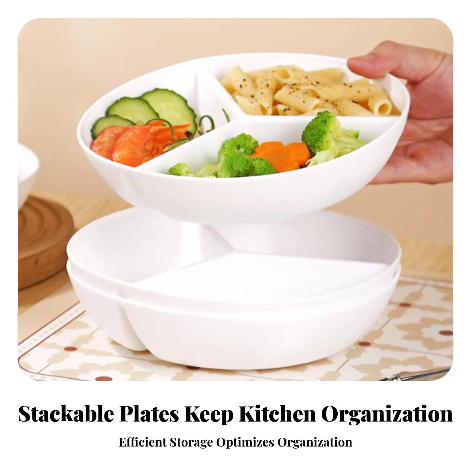 Minimalist Multi Compartment Dish Round Plate Imitation Porcelain Lunch Tray for Creative Kitchen Use