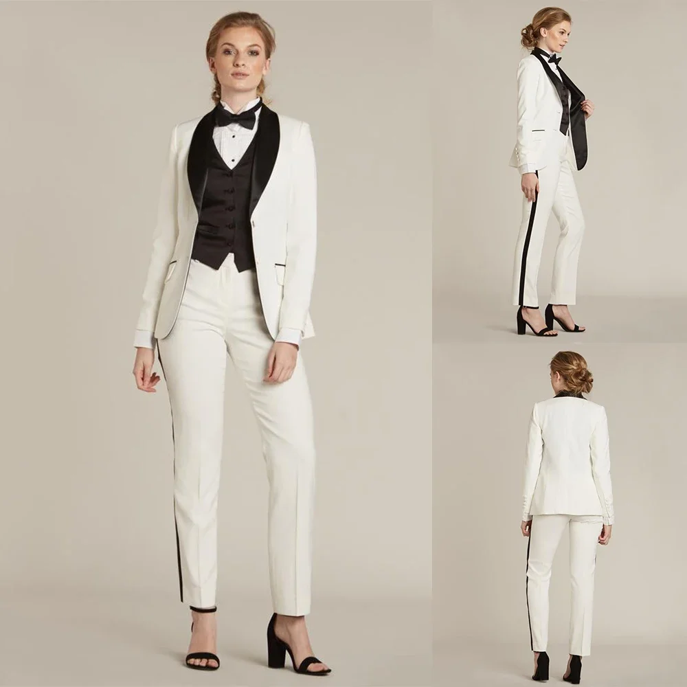 Elegant Lady Blazer Suits Sets Slim Fit Fashion Prom Party Guest Bridal Wedding Wear 3 Pieces(Jacket+Pants+Vest)