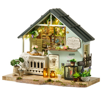 DIY MINI Doll Houses Wooden Miniature Furniture Dollhouse Leisurely Bakery Room Model Assembly Toys For Children Xmas Gifts