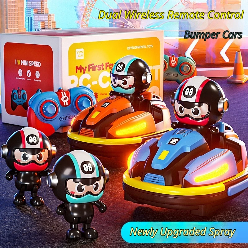 RC Bumper Car 2 Player Battle Drift Racing Toy Set Dual Remote Control Stunt Kart with Light Music  Parent Child Game Gift