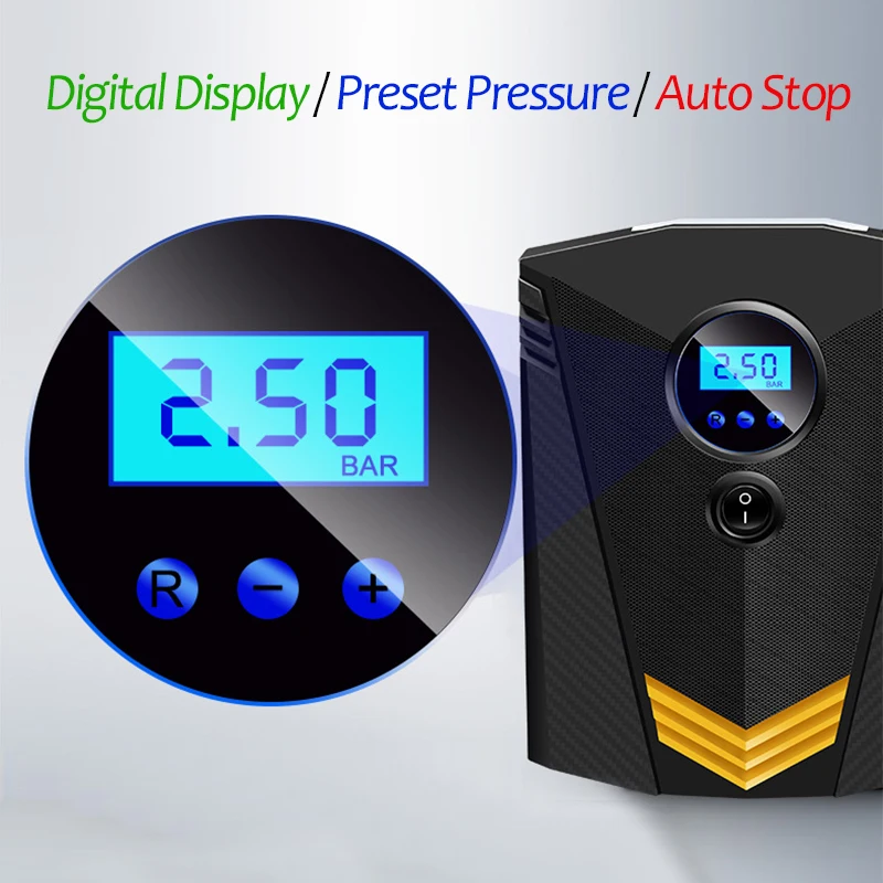 EAFC Car Portable Air Compressor Pump 150 PSI Digital Tire Inflator DC 12 Volt Auto Aire Pump for Car Motorcycle LED Light