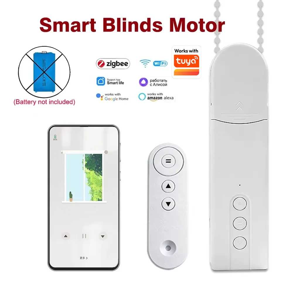 

ZigBee Motorized Roller Blinds/Shades Drive Motor WIFI Smart Curtains without Battery for Tuya APP Alexa Google Home Voice