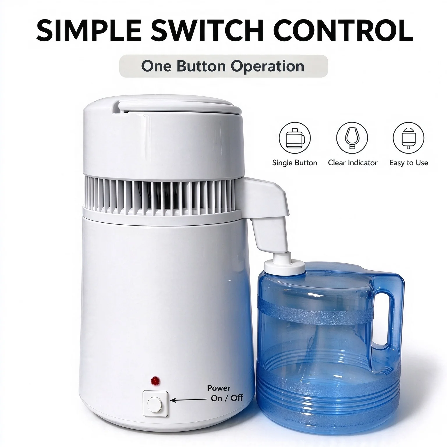 SIHAO 750W 4L Water Distiller Pure Water Maker Food Grade Countertop Distilled Water Purifier with Carafe