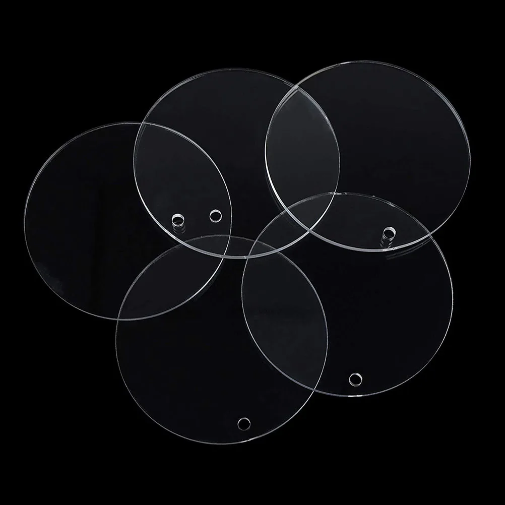 

30pcs Key Chain Pendant Round Blanks Transparent Rectangle Ornaments Acrylic Circle Decorative Disc Jewelry Parts