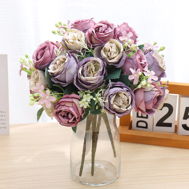 Tenvity 7 Heads Artificial Flowers Peonies Home Decor Accessories Silk Peony Wedding Decorations Bride Bouquet Rose Fake Plants