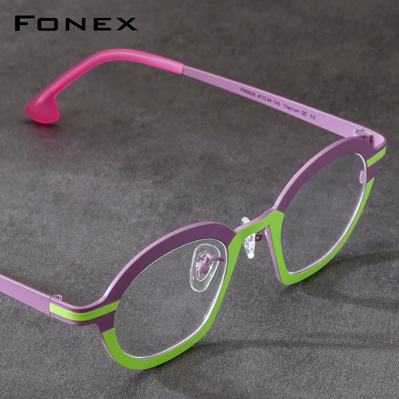 FONEX Pure Titanium Eyeglasses Frame Women Fashion Brand Design Glasses Men Retro Vintage Cat Eye Japanese Eyewear 85828