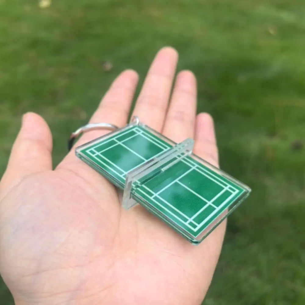 Acrylic Badminton Acrylic Keychain Mini Three-dimensional Badminton Playground Keyring Two-sided Tennis Court