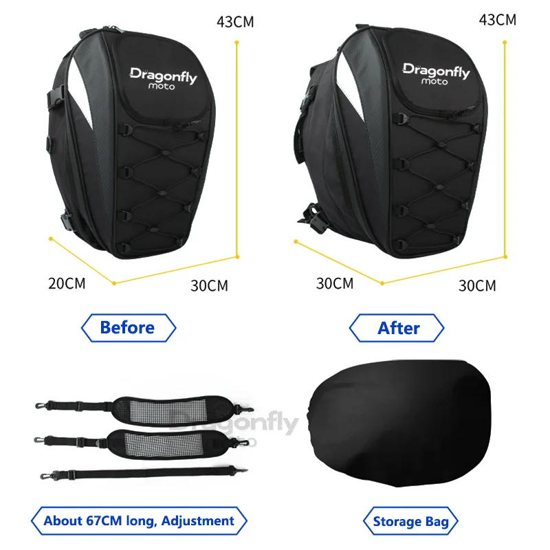 Motorcycle Waterproof Large Capacity Helmet Bag Casual Drop Leg Side Bag For KYMCO Xciting 250 300 400 AK550 CT250 CT300 S400