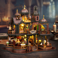 DIY Edinburgh Castle Cottage Casa Doll Houses Wooden Miniature Model Kit 3D Puzzle Dollhouse With Furniture for Friends Gifts
