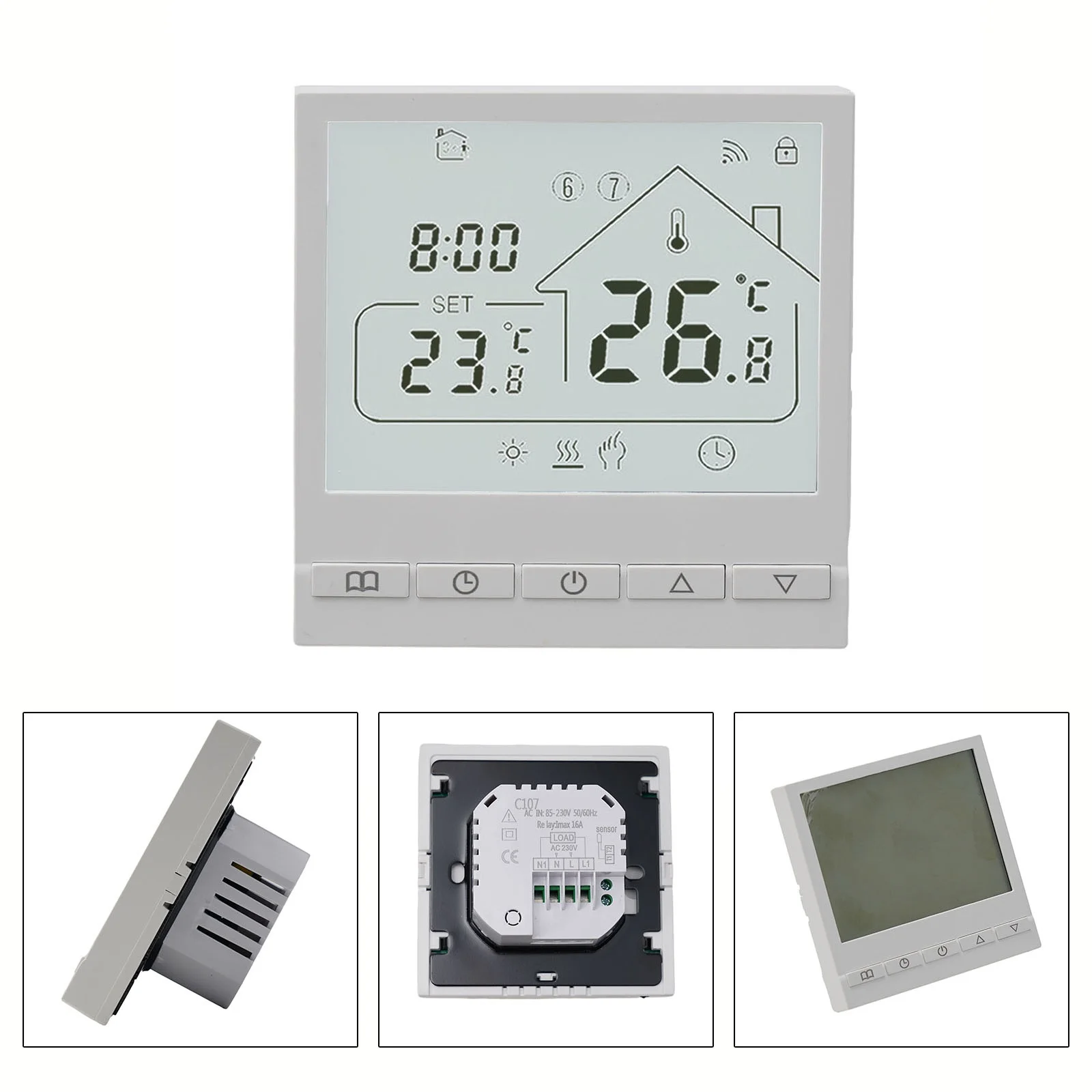 Programmable Floor Thermostat  Control Warm Underfloor Heating  Wide Measuring Range  3A Output Power  AC 85V 230V Compatibility