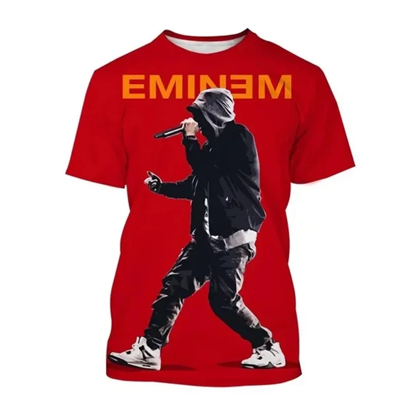 New Hot Selling Rap Singer Eminem Fashion Print T-shirt Rap Master Domineering Hip-hop Street Style Neutral Short-sleeved Tops