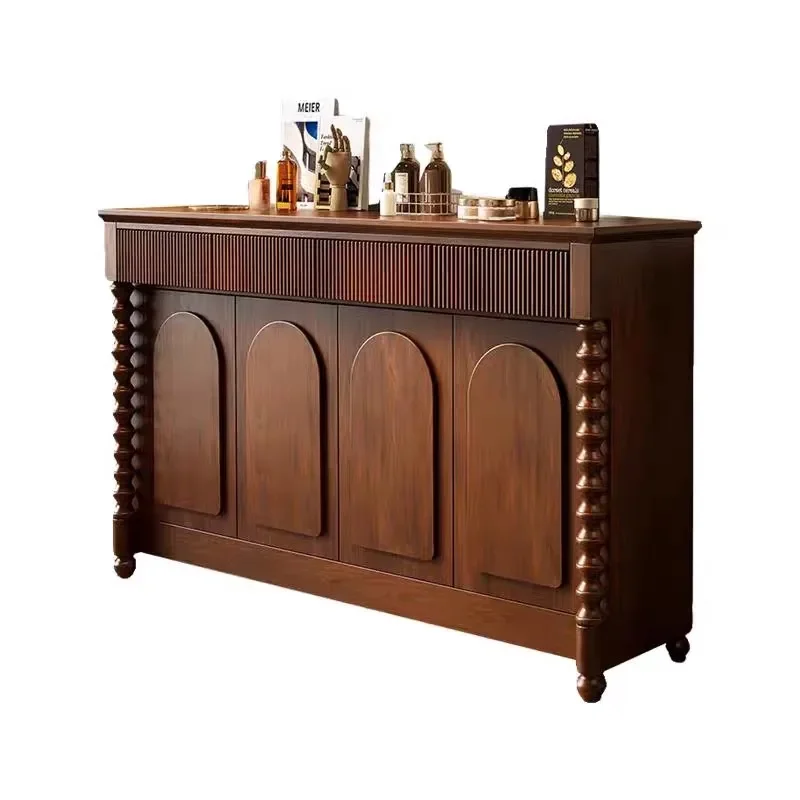 

Medieval Roman column Solid wood dining side cabinet Tea cabinet French entry against the wall Entrance cabinet Log locker Shoe
