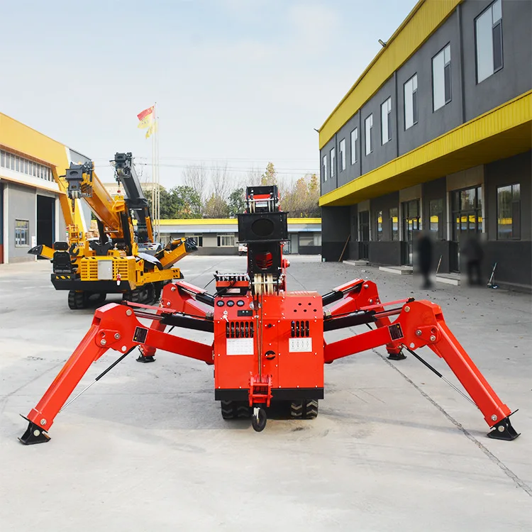 1-8Ton Compact Spider Crane with Telescopic Boom , Wireless Remote Control , Quick Setup for Emergency Rescue