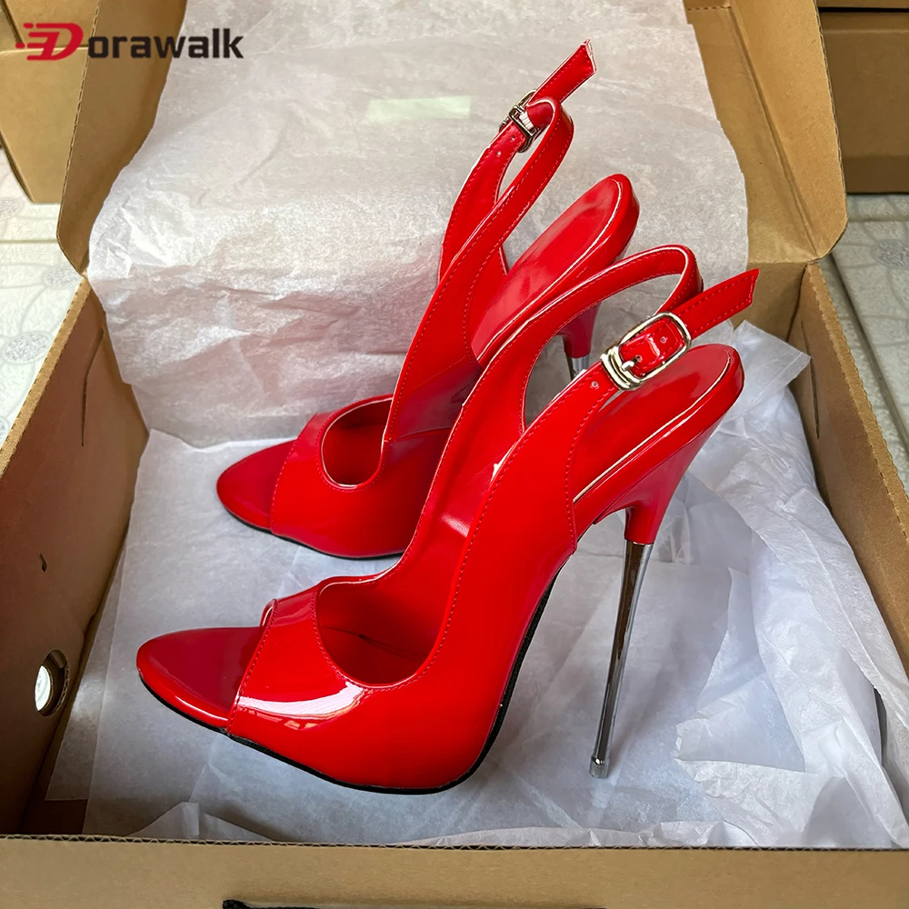 

Customize 16cm Extreme High Heels Sandals Sexy Red inside Heel Peep Toe Slip On Cosplay Drag SM Homosexual Queen Unisex Shoes