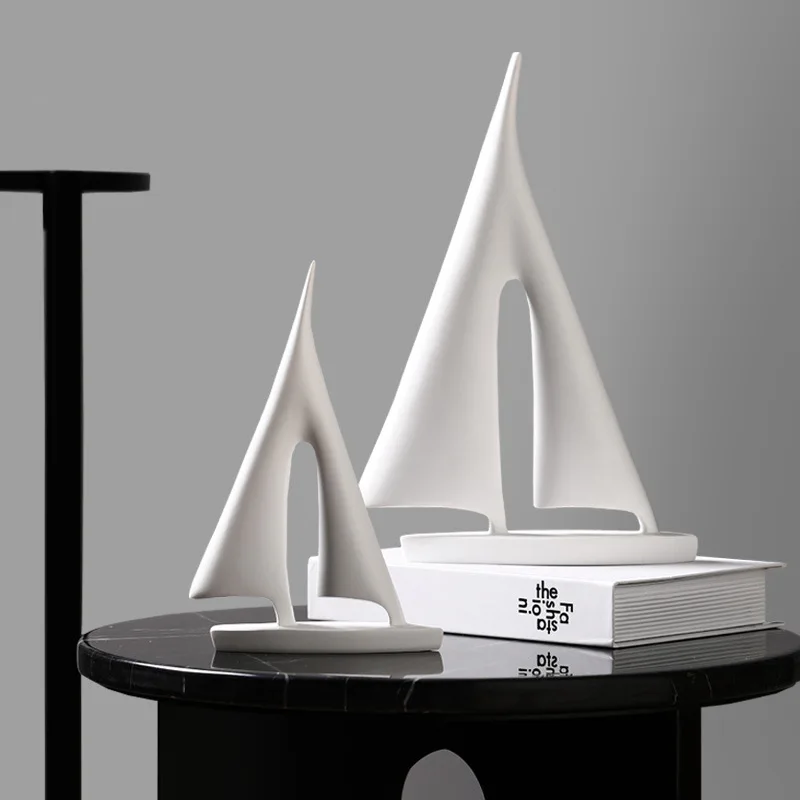 Nordic simple black and white sailboat model light luxury decoration living room home handicraft