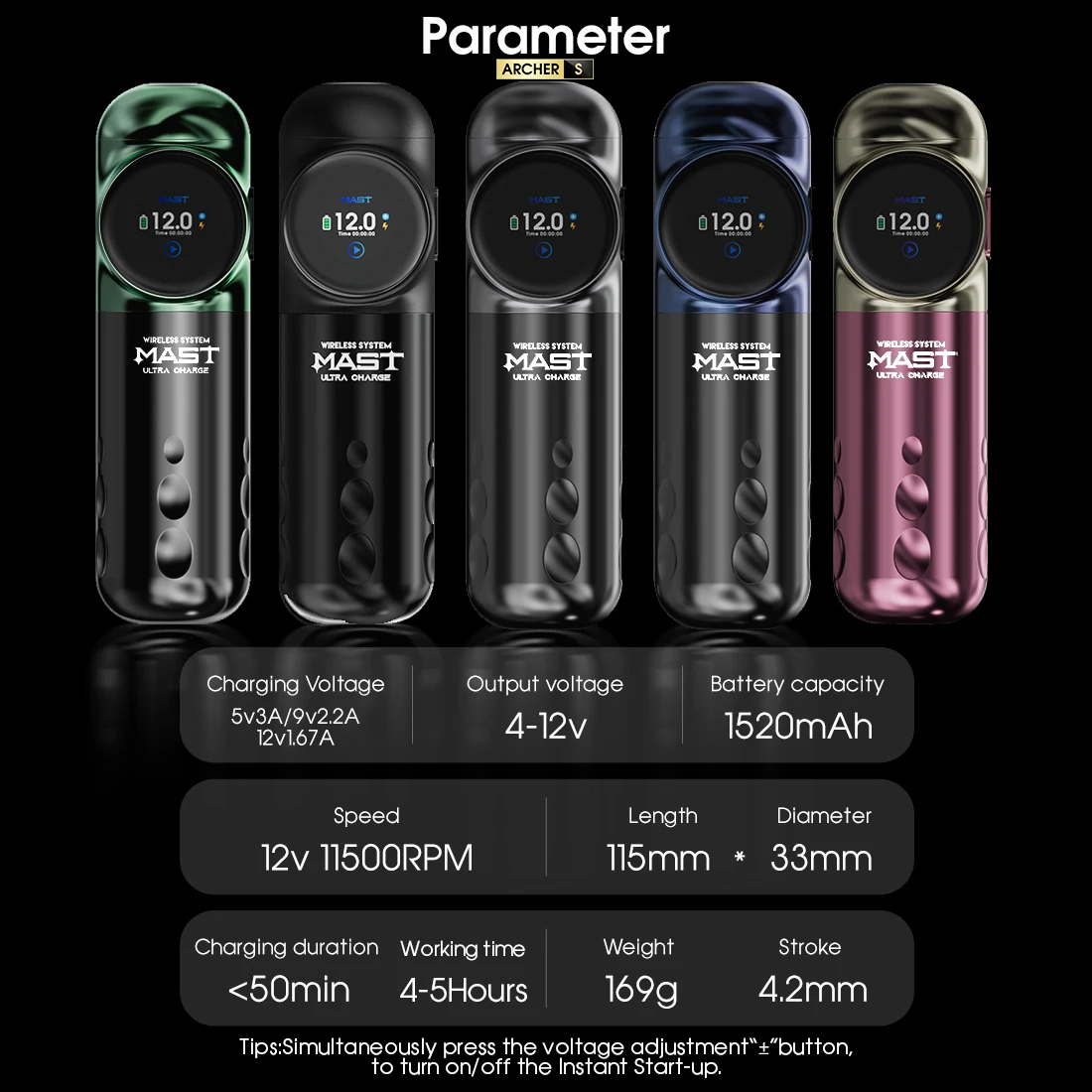 ماست آرتشر S ماكينة رسم الوشم التجميلي اللاسلكية مجموعة كاملة 4.2 مللي متر السكتة الدماغية ماكور فرش السيارات السفر أو الاستوديو لمستلزمات الفنانين الجسم المحترفين