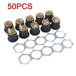 50PCS DC-022 Power Socket Female Socket Jack Connectors Round Hole Interface Plug Nut Panel Mount Adapter 5.5x2.1mm DC 30V