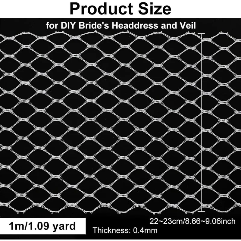 1.1 Yard White Veil Neting Fabrics 8.6~9 Inch Wide Bridal Wedding Veil Net Birdcage Veil Netting Fascinator Millinery Netting