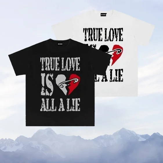 

True Love Is A Lie Niche American T-shirt Loose Cotton Short-sleeved Top Print