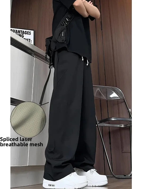 

Men's Summer Thin Qui Dry Breathable Pants Loose Straight Wide Leg Trousers Cleanfit Versatile Drapey Long Trousers Casual ...