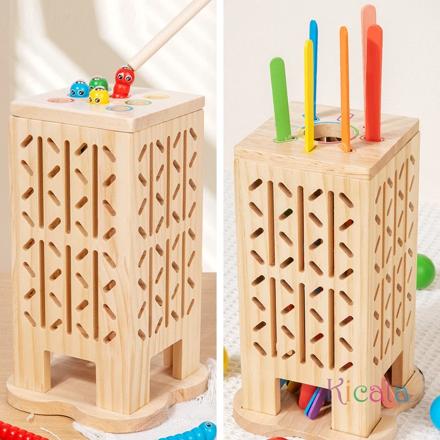 Juego Montessori, palo de madera, torre de juguete, formas de colores, juguete de clasificación, desarrollo de habilidades motoras, palo, juguete de matemáticas para contar para niños