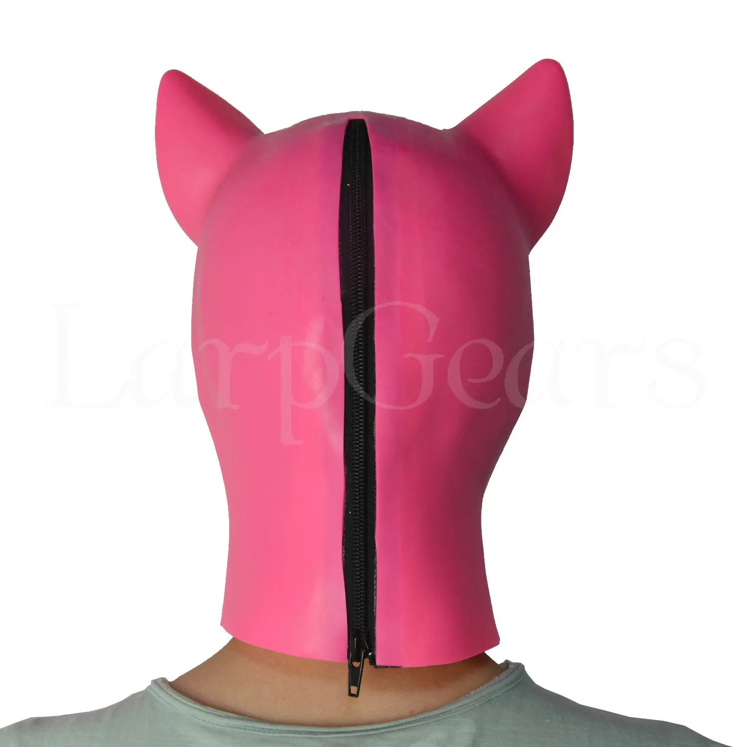 Mould 3D Black full head latex pig hood fetish slave mask hood open eyes fetish hood