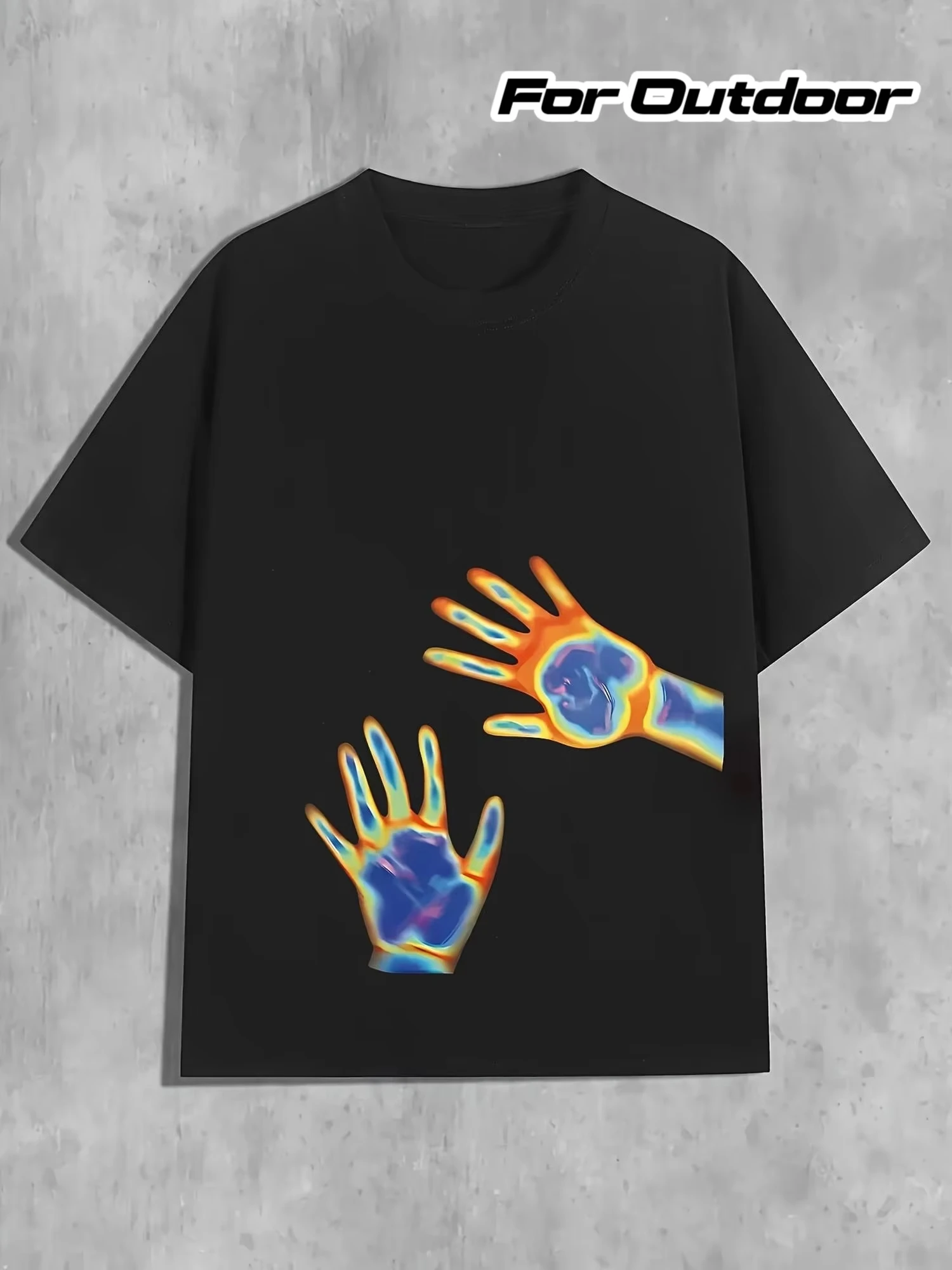 Men's Thermochromic Graphic T-Shirt with Infrared Reactive Print Short Sleeves Crew Neck Casual Tee