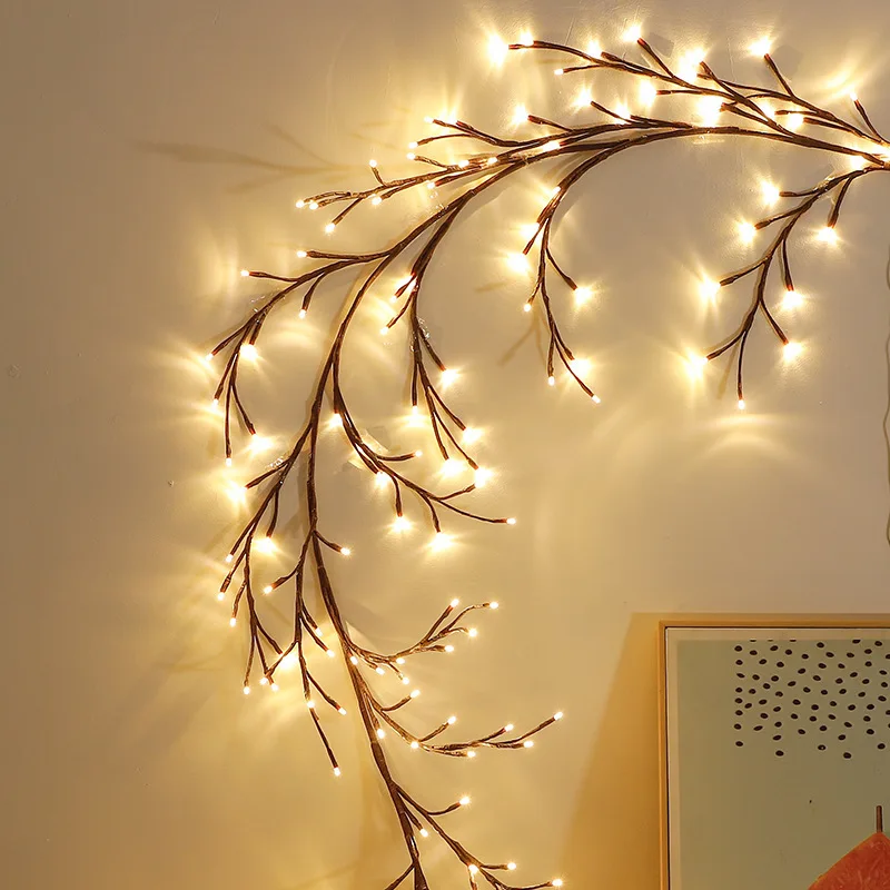 72LED/96LED 나뭇가지 램프 USB 전원 DIY 축제 나무 덩굴 따뜻한 흰색 빛 방수 벽 발코니 DIY 장식