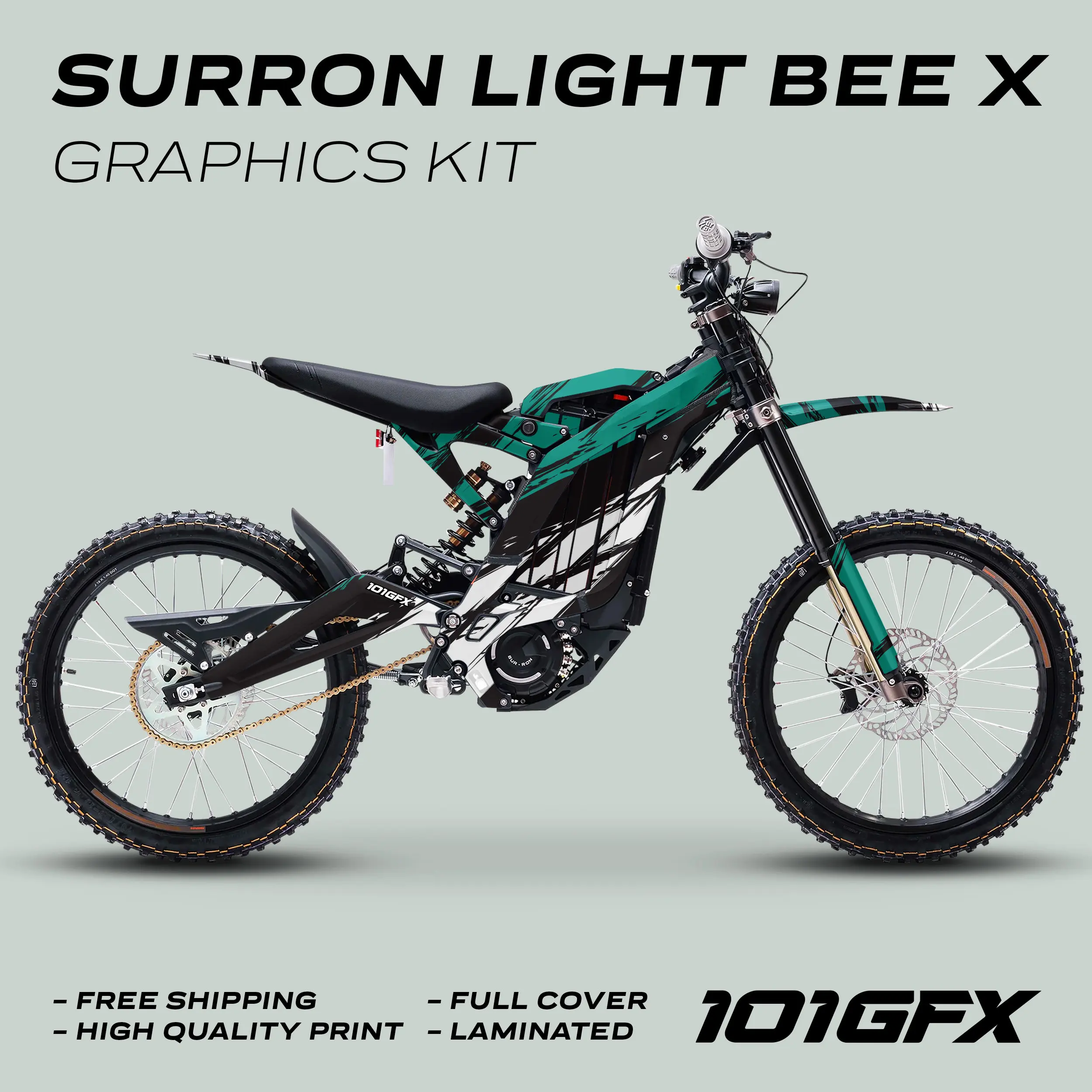 Graphics Kit SLICE BLACK MINT Stickers Grunge Scratch Style Laminated  L1E eBike Emoto For Surron Light Bee X