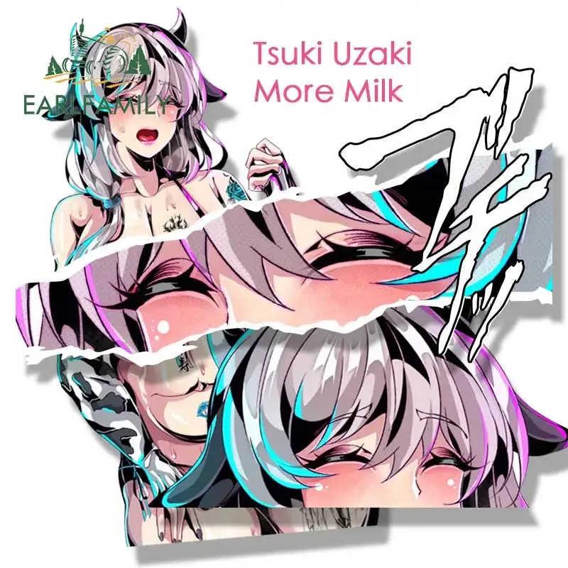 EARLFAMILY-pegatina de dibujos animados gyuu Tsuki Uzaki Fanart para coche, calcomanía de boceto Waifu, JDM, Graffiti, SUGOI DEKAI, accesorios para coche