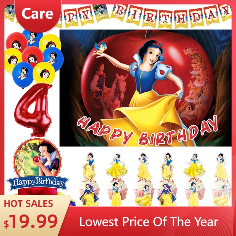 

Snow White Princess Theme Birthday Party Decoration Supplie Cake Decoration Banner Numbers Balloon Backdrop Baby Shower Kid Gift