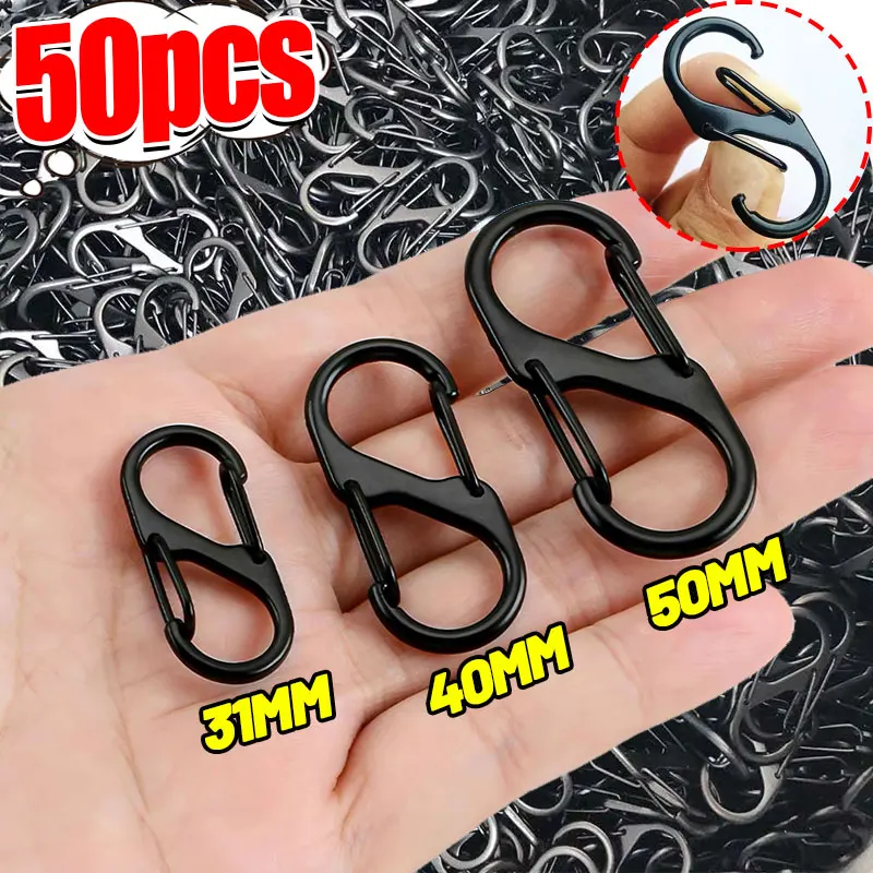 

1/50pcs Mini S Carabiner Keychain Snap Hook Spring Clip Paracord Lanyard Hanging Anti-Theft Key Chain keyring Accessories