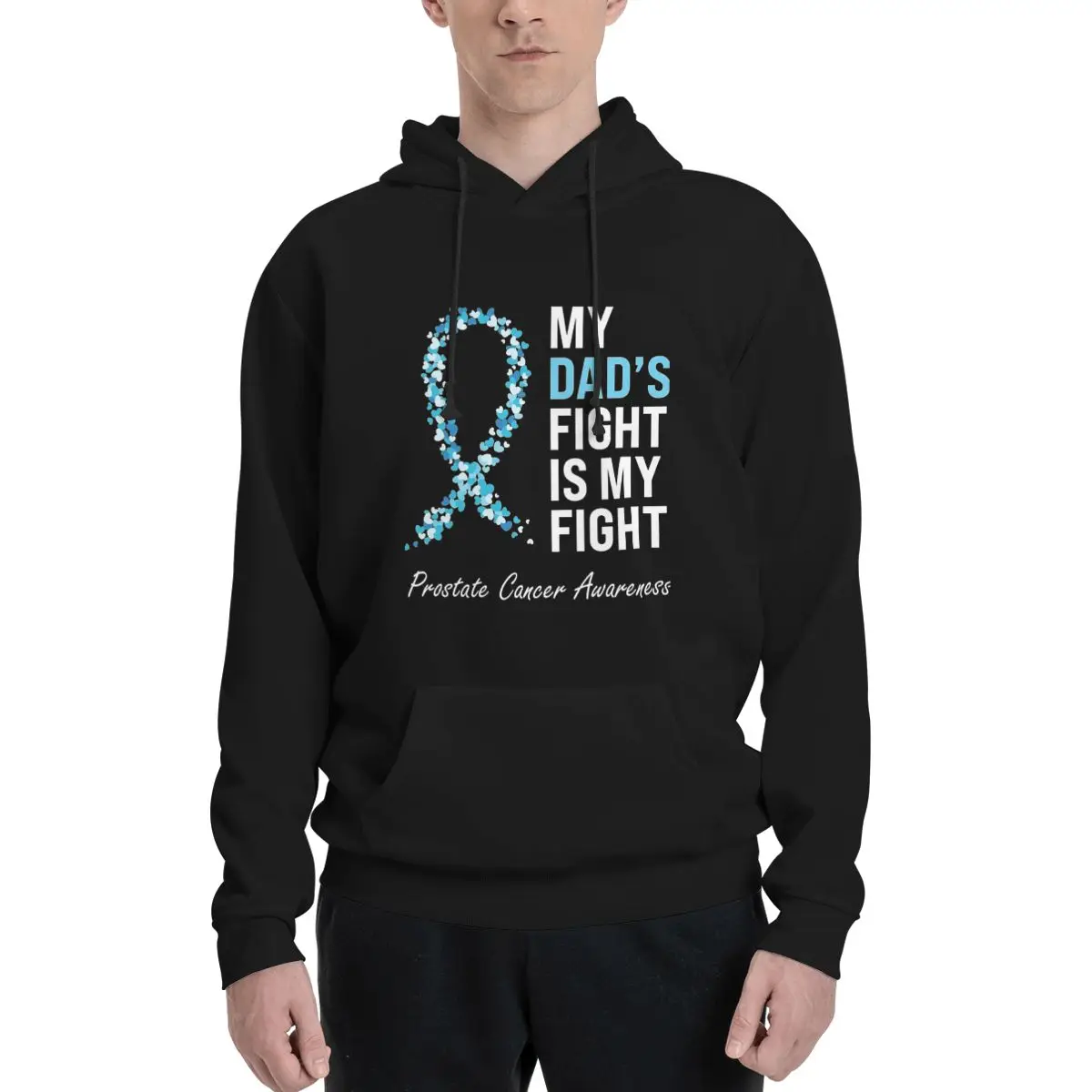 Prostate Cancer Awareness Light Ribbon Dad Survivor Polyester Hoodie Men's sweatershirt Warm Dif Colors Sizes