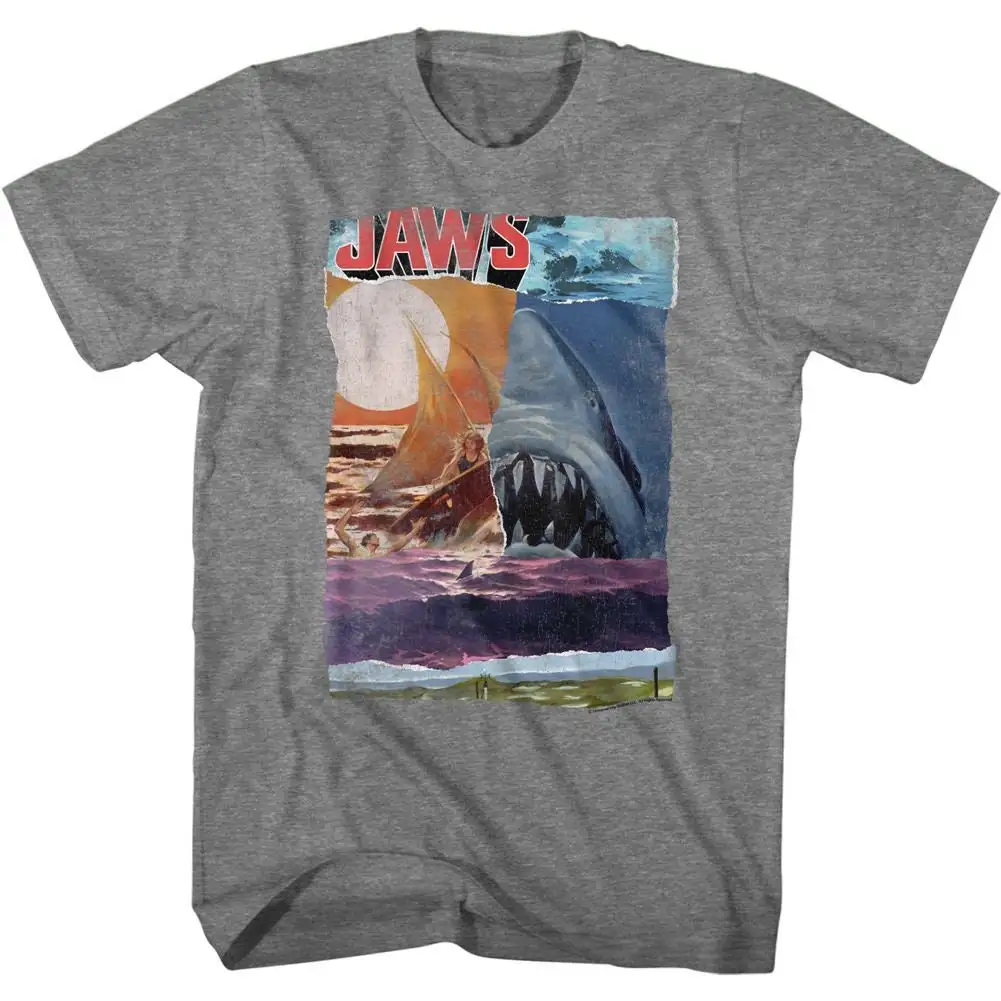 Jaws Ski Shark Collage Graphite Heather T Shirt